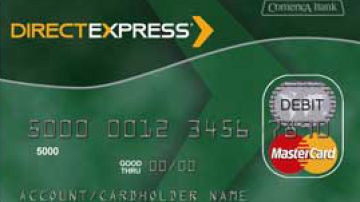 La tarjeta de débito Direct Express Debit MasterCard para recepción electrónica de beneficios federales.