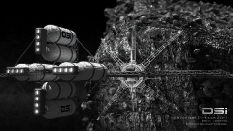 Imagen digital cedida por Deep Space Industries (DSI), ayer, de un prototipo de nave para agarrar asteroides en el futuro. Se piensa que esta tecnología podrá estar lista en un término de 10 años.
