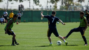 The L.A galaxy practice before their season opener against The Chicago Fire.