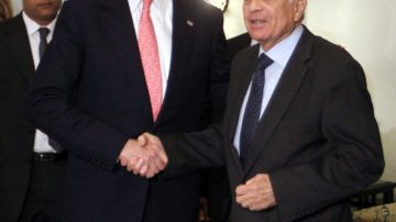 John Kerry y el secretrio  de la Liga Árabe, Nabil al Arabi.