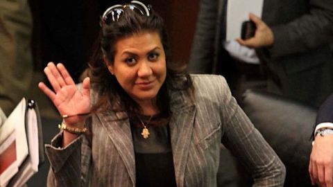 Mónica Arriola, durante la sesión ayer en el Senado de la República, donde se habló de la transparencia y rendición de cuentas de los sindicatos.