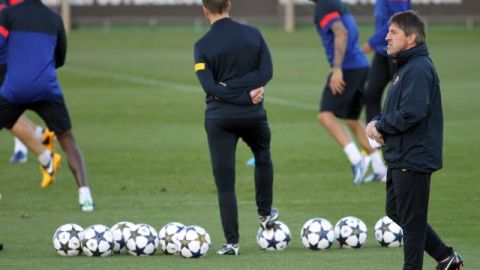 El agresor era un hincha iraquí del club de fútbol Barcelona.  En la foto, jugadores del FC Barcelona durante un entrenamiento en la Ciutat Esportiva Joan Gamper.
