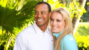 Fotografía cedida sin fecha que muestra al golfista estadounidense Tiger Woods y a la esquiadora campeona olímpica Lindsey Vonn.
