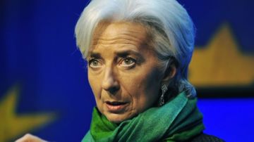 La directora gerente del FMI, Christine Lagarde, durante una rueda de prensa celebrada en Dublín, Irlanda.