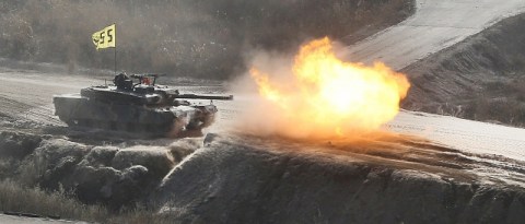 Un tanque surcoreano, en unas maniobras cerca de la frontera, en Pocheon, Corea del Sur.