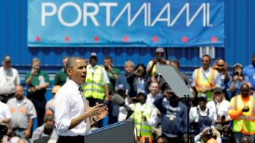 El presidente Barack Obama habló en el Puerto de Miami, promoviendo su plan de creación de trabajos con inversión privada.