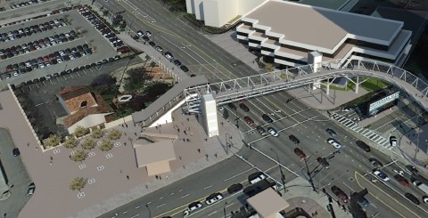 Dibujo muestra diseño de puente sobre Lankershim en la  foto sin fecha que fue suministrada por los promotores.