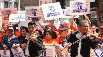 Inmigrantes en una manifestación en Nueva York a favor de la reforma.