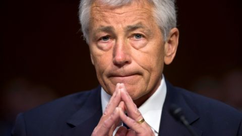 El secretario de Defensa de EEUU, Chuck Hagel, ayer.