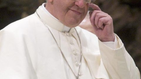 El papa Francisco durante una audiencia general con la prensa, en la Sala Nervi en Ciudad del Vaticano.