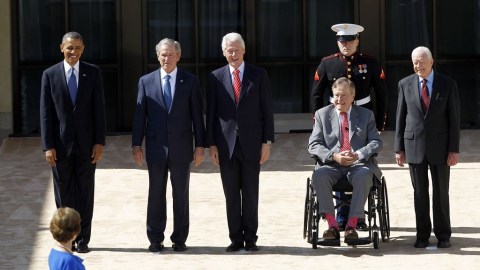 Barack Obama, George W. Bush, Bill Clinton, George H. Bush y Jimmy Carter se reunieron en Dallas.