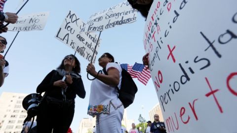 Periodistas marcharon para repudiar los asesinatos de sus colegas en México.