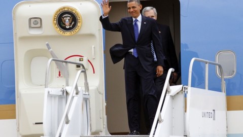 Obama llegó a Austin, la primera escala de la gira.