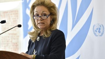 La embajadora de EEUU ante el Consejo de Derechos Humanos de la ONU, Eileen Chamberlain Donahoe, en el debate sobre  Siria,  ayer.