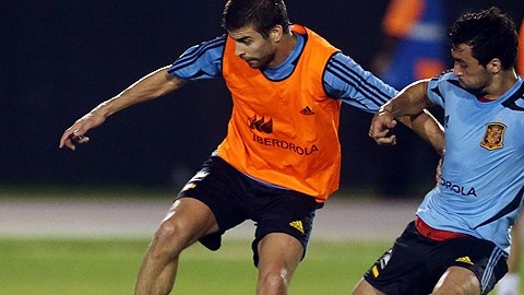 Entrenamiento de los jugadores españoles previo a su encuentro este domingo ante Nigeria.