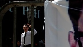 Un cartel en apoyo a Snowden en el centro de Hong Kong.