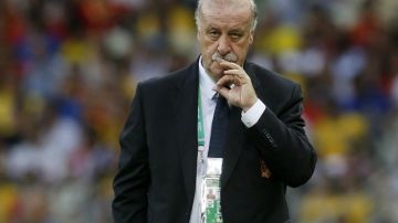 Vicente del Bosque, técnico de España, no pudo evitar su preocupación durante todo el partido