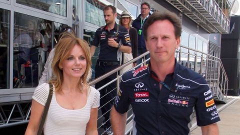 Christian Horner con la ex Spice Girl Geri Halliwell el domingo en el autódromo de Silverstone.