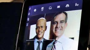 07/01/2013 - Los Angeles, Ca. - On his first day on the job, Mayor Eric Garcetti talks to  his constituents (photo Ciro Cesar/La Opinion).