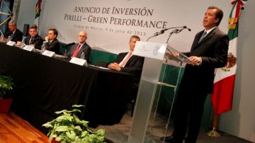 El gobernador de Guanajuato, Miguel Márquez Márquez, durante el anuncio de Inversión Pirelli-Green Performance.