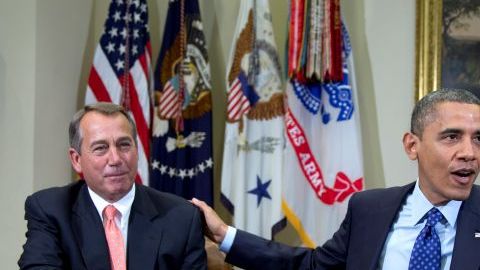 Obama junto al presidente de la Cámara de Representantes, John Boehner.