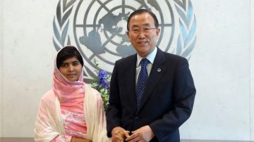 Ban Ki-moon recibió a Malala en la ONU.