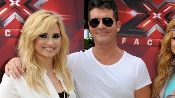 Demi Lovato, Simon Cowell, Paulina Rubio y Kelly Rowland el pasado jueves en LA.