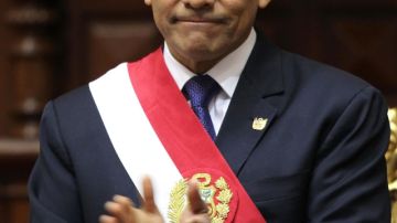 El presidente peruano, Ollanta Humala, antes de ofrecer el informe anual sobre obras realizadas en el segundo año de su gestión.