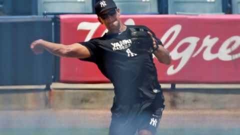 El beisbolista estuvo practicando ayer en Tampa.