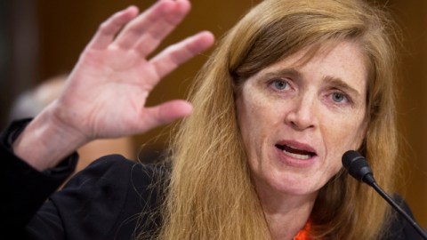 Samantha Power, nominada como Embajadora de EEUU ante la ONU durante una audiencia en Washington.