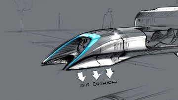 Esta imagen difundida por Tesla Motors muestra un bosquejo del diseño conceptual de la cápsula de transporte de pasajeros Hyperloop.
