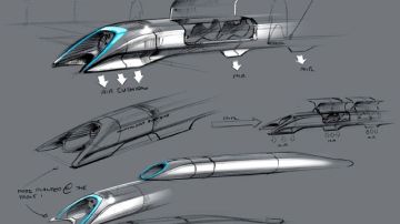 Esta imagen difundida por Tesla Motors muestra un bosquejo del diseño conceptual de la cápsula de transporte de pasajeros Hyperloop.
