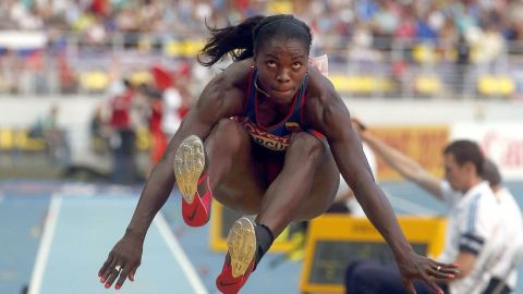 Ibargüen saltó 14,85 metros para dejar atrás a la rusa Ekaterina Koneva.