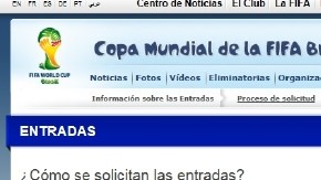 Página de FIFA en la que se le dan indiaciones al usuario para poder acceder a las adquisición de entradas para Brasil 2014.