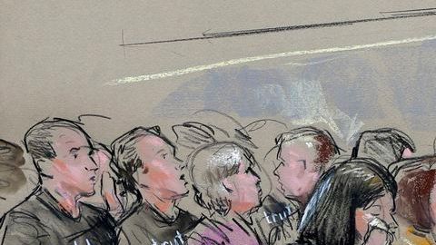 Dibujo del momento posterior a la sentencia contra Mannning.