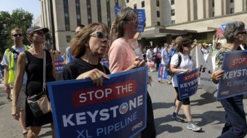 Una protesta contra el oleoducto Keystone XL realizada en Washington el pasado 12 de agosto de 2013.