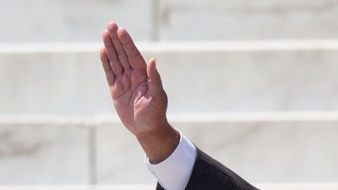Tras su discurso, el hijo de Luther King.