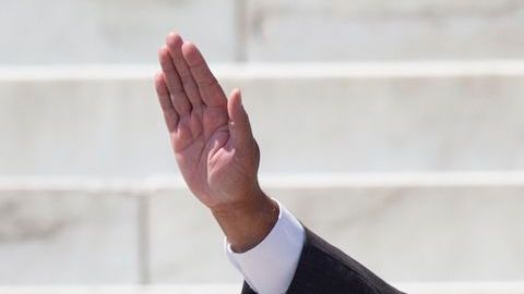 Tras su discurso, el hijo de Luther King.