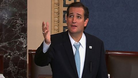 El representante del conservador Tea Party Ted Cruz finalizó su crítica a la ley de salud del presidente Barack Obama que duró 21 horas y 19 minutos.