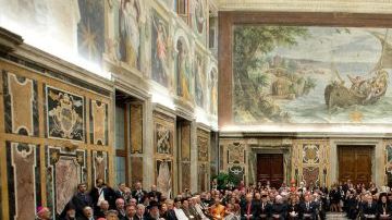 El papa Francisco durante la reunión Internacional por la Paz, en Ciudad del Vaticano.