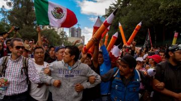 Maestros de la Coordinadora Nacional de Trabajadores de la Educación (CNTE) protestan en la Ciudad de México, el pasado 12 de septiembre.