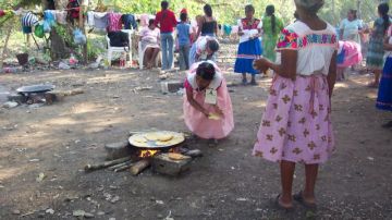 Un grupo de mujeres de la zona indígena del estado mexicano de Hidalgo cocina tortillas, tras haber perdido sus pertenencias por las tormentas Manuel e Ingrid.