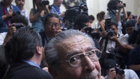 El ex dictador guatemalteco José Efraín Ríos Montt en una audiencia de la Corte Suprema de Justicia en Ciudad de Guatemala.