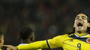 Falcao grita su gol sobre Bélgica, el primero del triunfo de ayer de los 'cafeteros', que mostraron que serán rivales de cuidado en Brasil.
