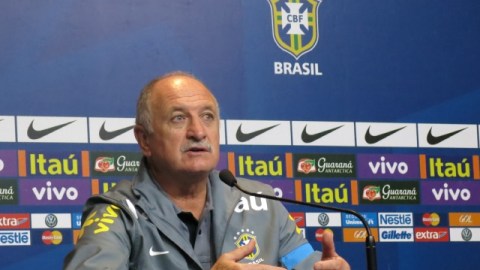 Brazil's soccer coach Luiz Felipe Scolari speaks to the press after his team's 3-0 win over France in a friendly soccer match on Sunday, June 9, 2013 in Porto Alegre, Brazil. The game was Brazil's last match before the Confederations Cup which starts on June 15. (AP Photo/Tales Azzoni)