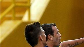 Jugadores de Mineros de Guayana celebran después de anotar un gol. EFE/Archivo