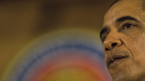 El presidente de Estados Unidos, Barack Obama, ante un grupo de militares jubilados y a sus familias.