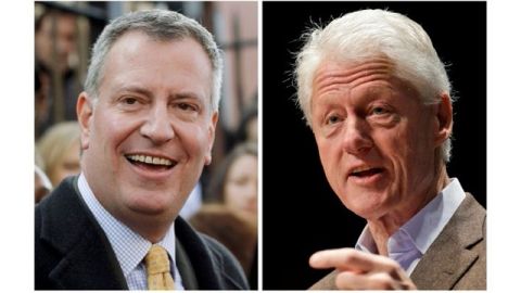El equipo de De Blasio (i) anunció que Bill Clinton (d) le jurará como alcalde número 109 de la ciudad de Nueva York, el 1 de enero de 2014
