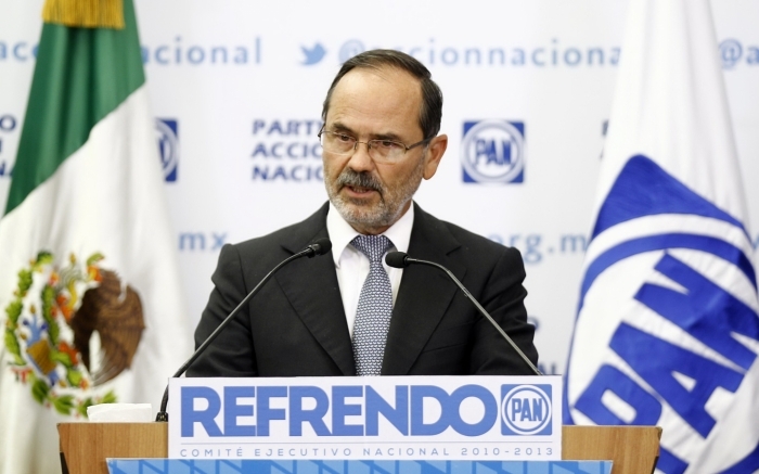 Madero Muñoz, durante la conferencia de prensa sobre la actualización, depuración y refrendo del Padrón de Adherentes y Miembros Activos del PAN.