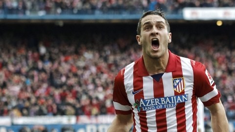Koke  celebra el gol del empate 'colchonero' ante los merengues.